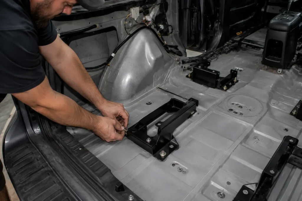 Vehicle interior assembly in progress