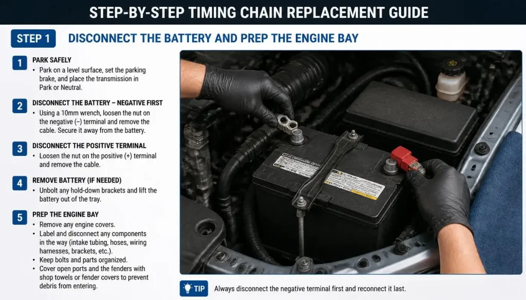 Disconnect the Battery and Prep the Engine Bay