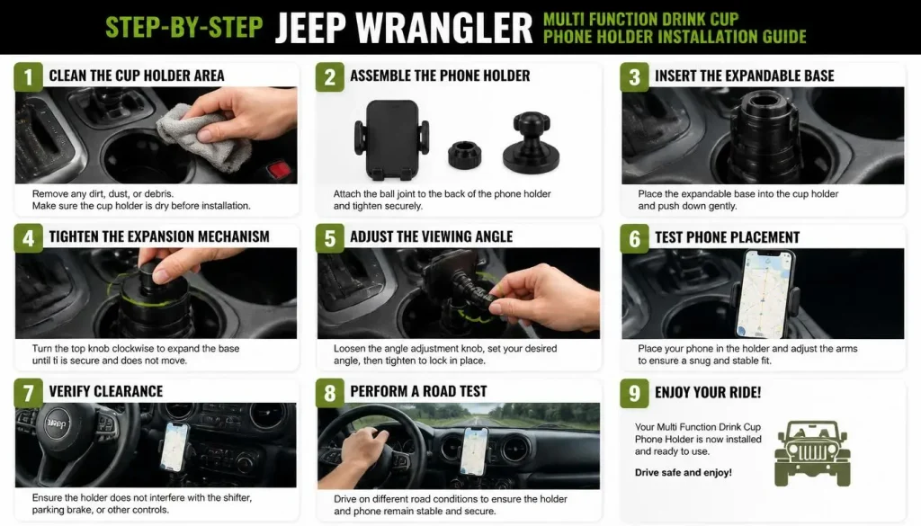 Step-by-Step Jeep Wrangler Multi Function Drink Cup Phone Holder Installation Guide