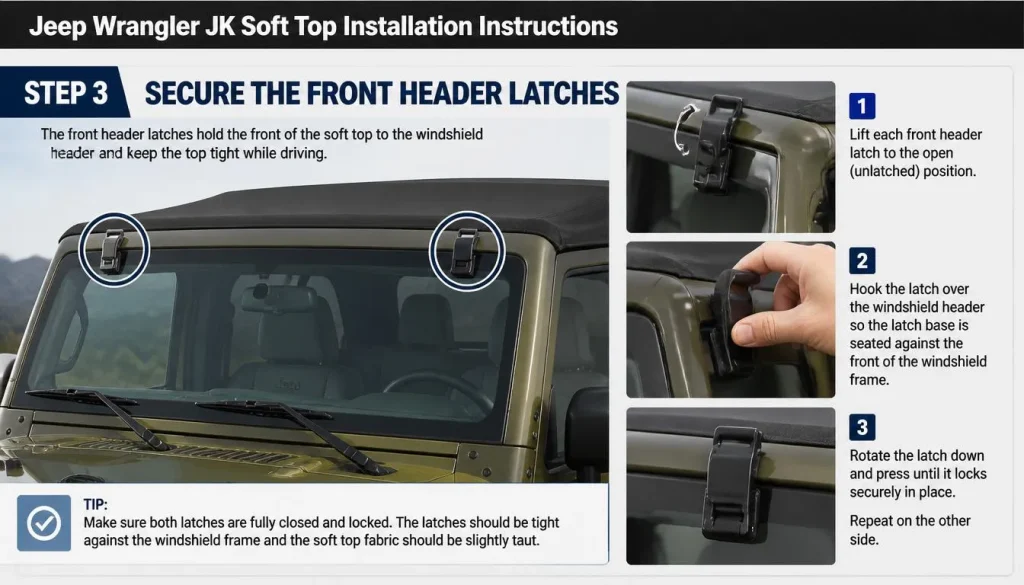 Secure the Front Header Latches