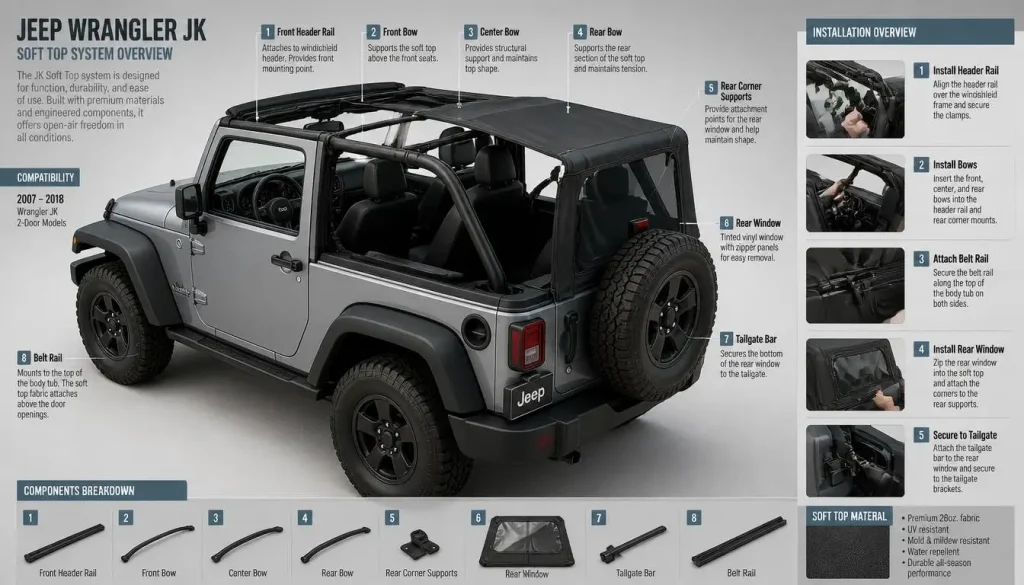 Understanding Jeep Wrangler JK Soft Top System Before Installation