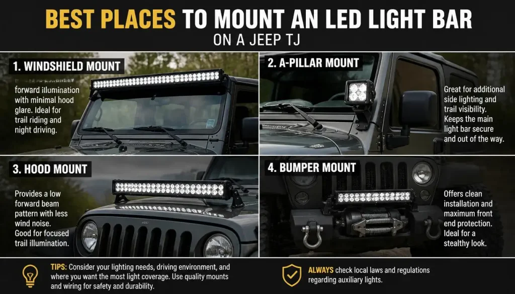 Best Places to Mount an LED Light Bar on a Jeep TJ