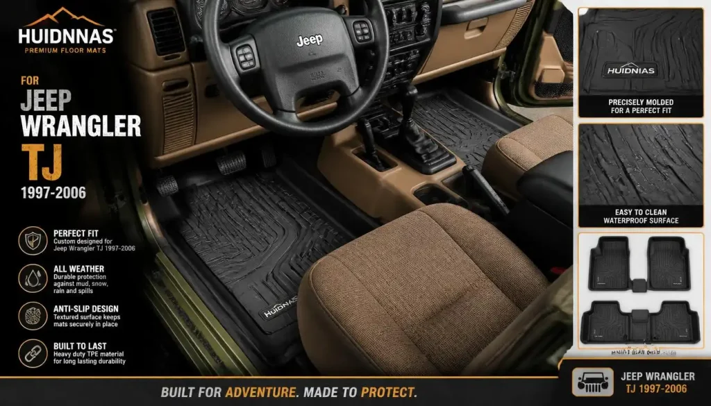Huidnnas Floor Mats for Jeep Wrangler TJ 1997–2006