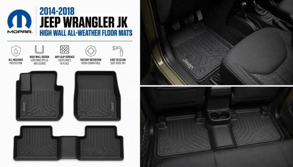 Mopar 2014-2018 Jeep Wrangler JK High Wall All-Weather Floor Mats