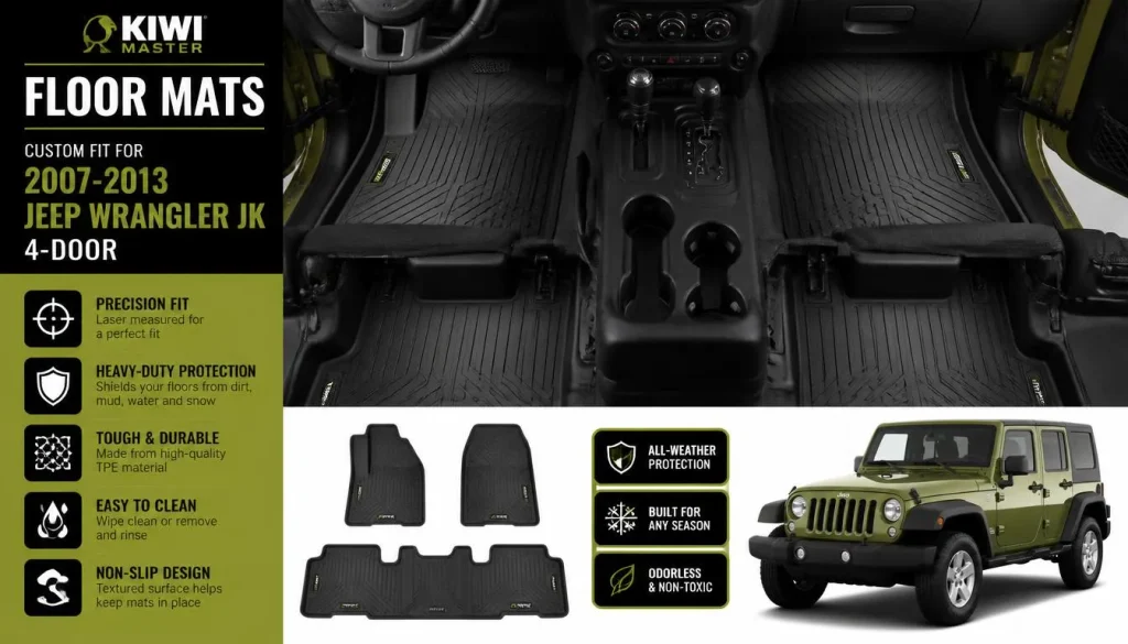Kiwi Master Floor Mats for 2007-2013 Jeep Wrangler JK 4-Door
