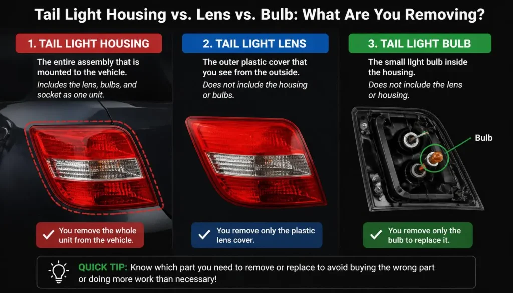 Tail Light Housing vs. Lens vs. Bulb What Are You Removing