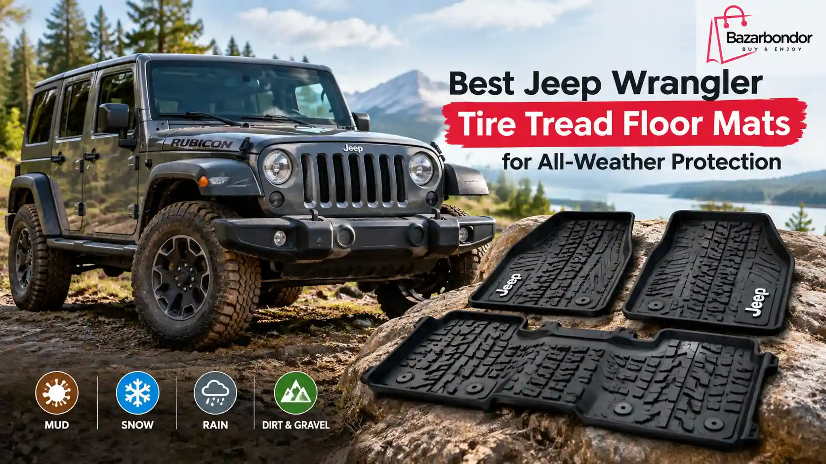 Best Jeep Wrangler Tire Tread Floor Mats for All-Weather Protection