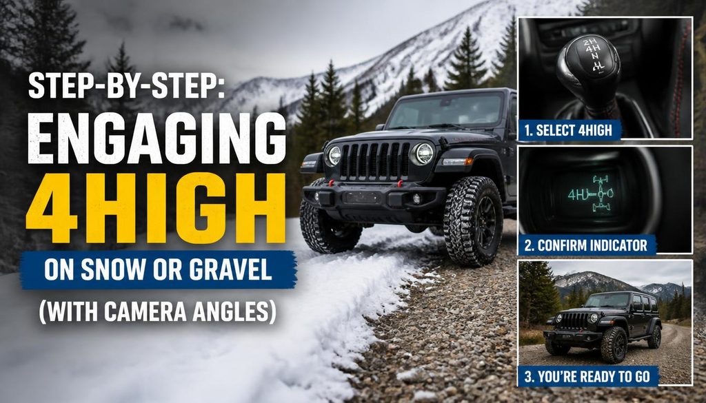 Generate a realistic Blog thumbnail on Step-by-Step Engaging 4High on Snow or Gravel (With Camera Angles)