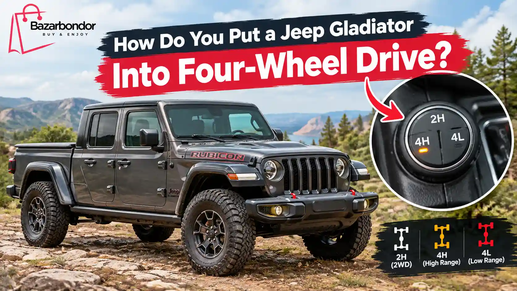 Jeep Gladiator Into Four-Wheel Drive