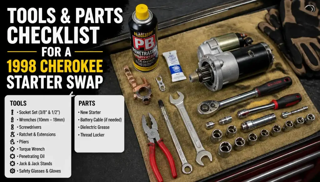 Tools and Parts Checklist for a 1998 Cherokee Starter Swap